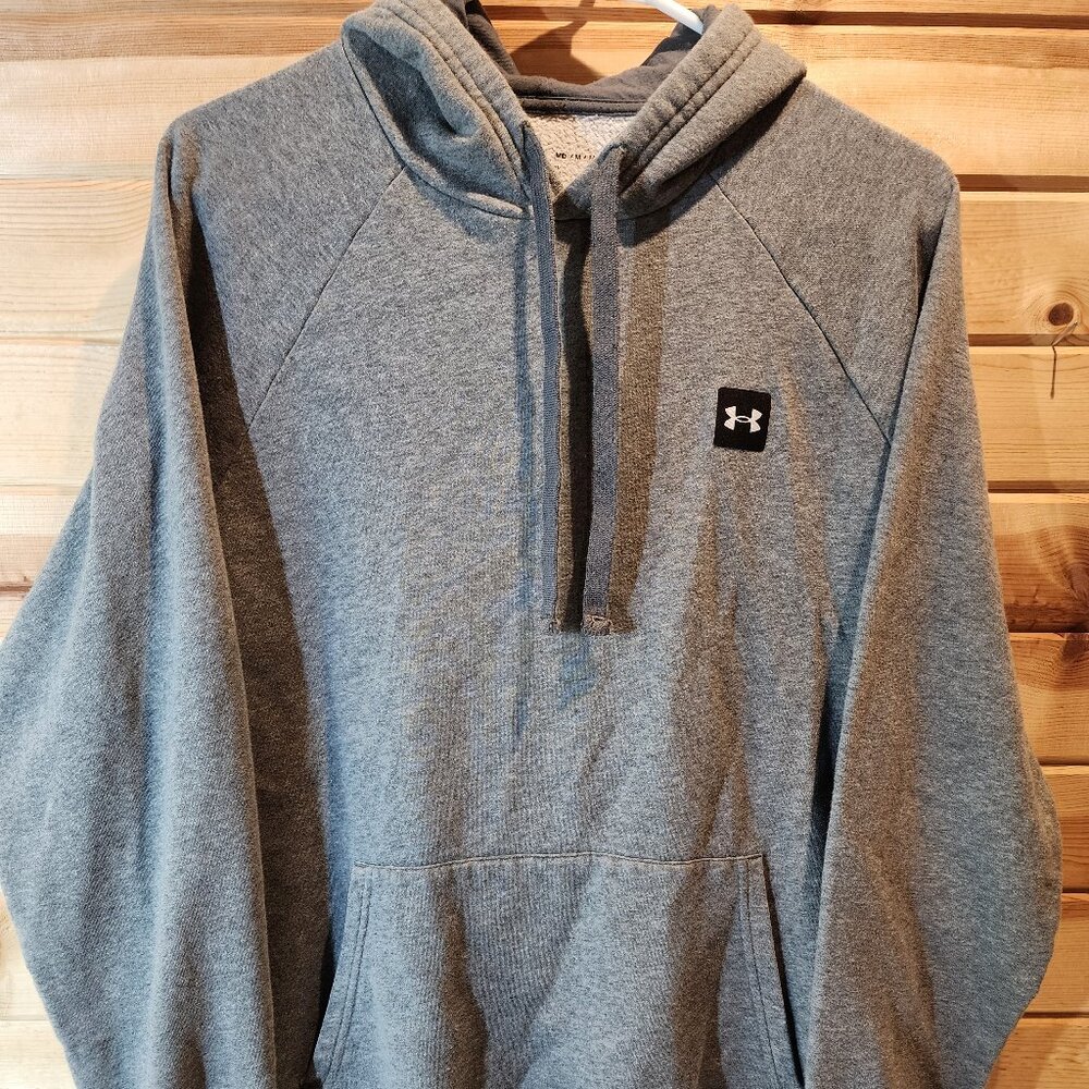 Under Armour Men’s Grey Fleece Hoodie – Size Medium – Loose Fit Pullover Sweatsh